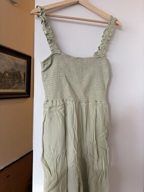 WILFRED Aritzia Sage Smocked Sundress with Ruffled Straps